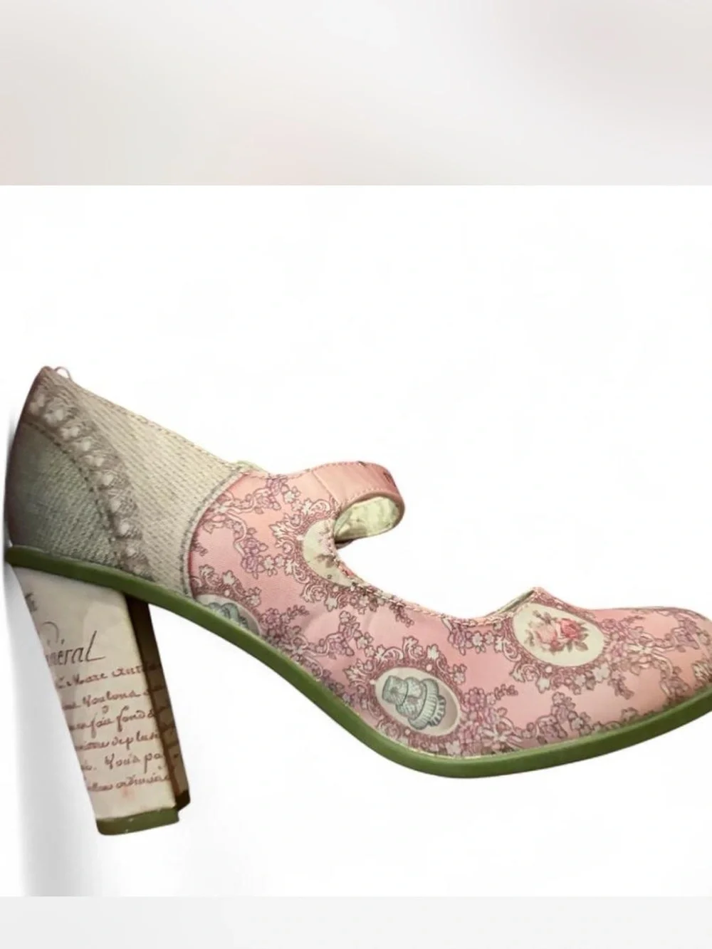 Women’s Pink Mary Jane Shoes with Vintage Print